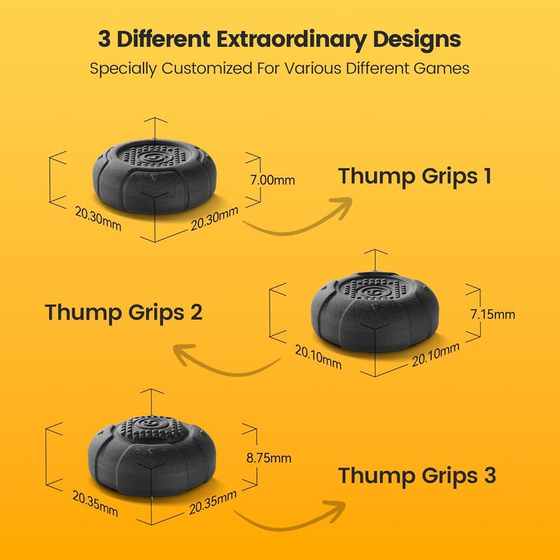 GEEKSHARE G.S.Tac Edge Switch 2 Silicone Thumb Grip Caps Set, Anti-Slip Joystick Cover Caps Compatible with Switch 2 2025, 3 Pairs / 6 pcs - Black - Image 2